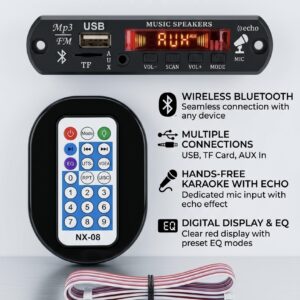 Bluetooth 5.0 MP3 Decoder Audio Module Board with IR Remote Control & Mic Echo Support (USB/FM/TF/AUX)
