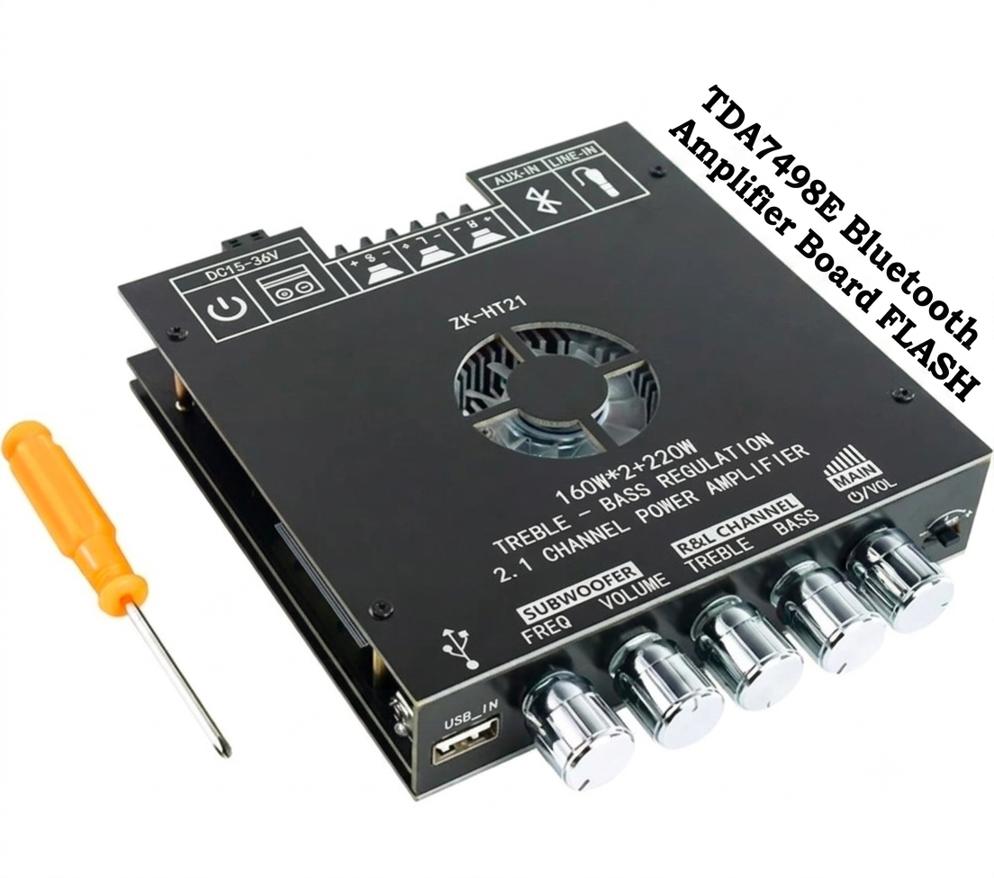 ZK-HT21 2.1 Channel 540W Bluetooth 5.0 High Power Audio Amplifier Board (160W+160W Stereo + 220W Subwoofer) TDA7498E - Image 2