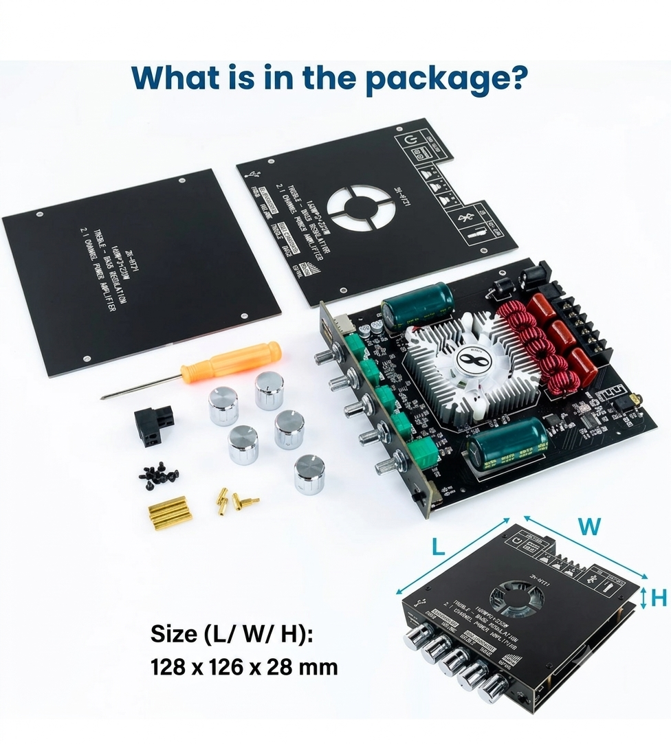 ZK-HT21 2.1 Channel 540W Bluetooth 5.0 High Power Audio Amplifier Board (160W+160W Stereo + 220W Subwoofer) TDA7498E - Image 3