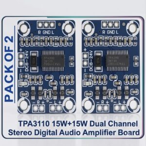 TPA3110 15W+15W Mini Digital Stereo Audio Amplifier Board Module (Gold-60E) 8V-24V DC - Pack of 2