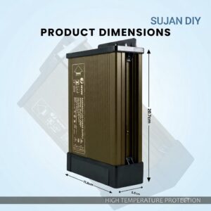 12V 50A 600W Rainproof SMPS DC Power Supply with Built-in Cooling Fan | Weatherproof Metal Driver for High Power Audio Amplifiers, LED Signage, Strips & CCTV