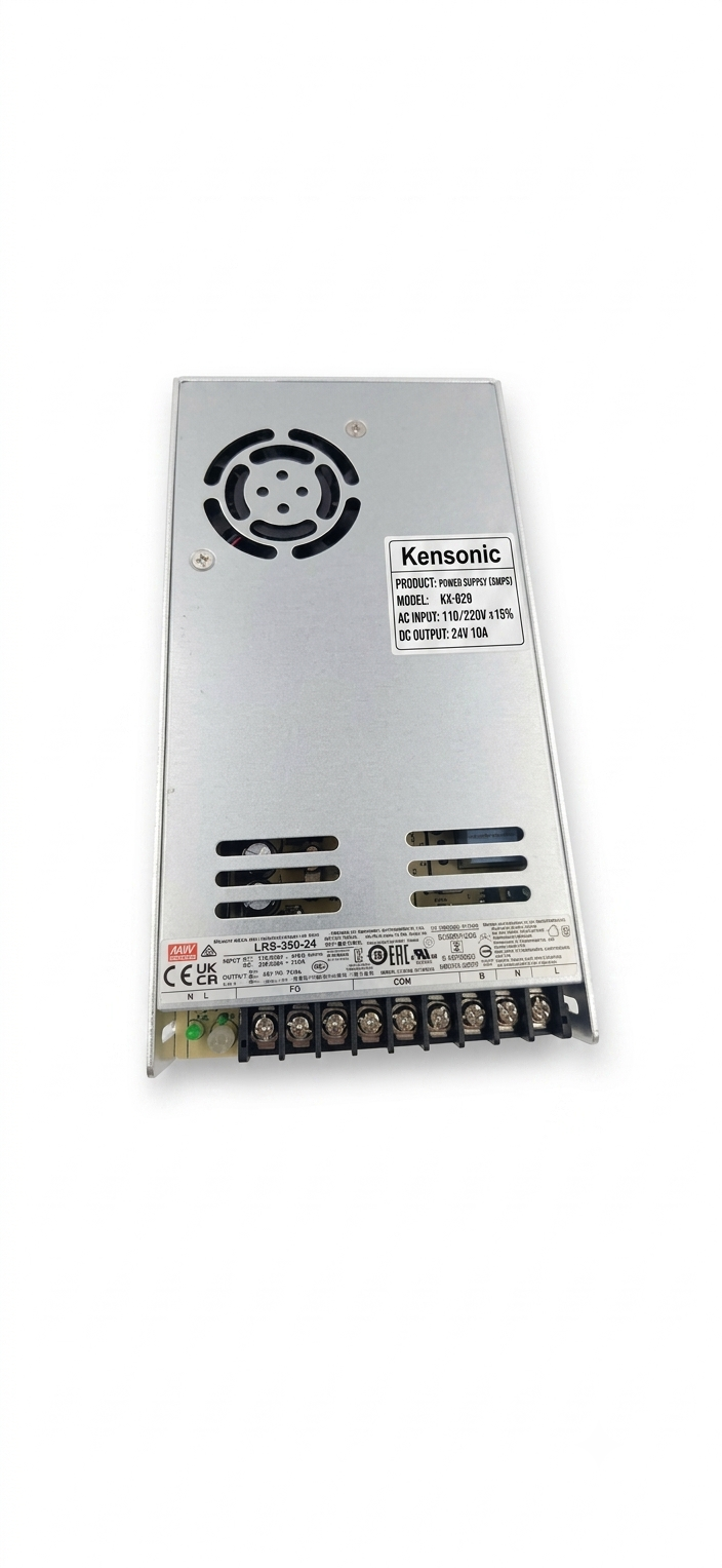 Kensonic 24V 10A 240W Enclosed SMPS DC Metal Power Supply (KX-629) | AC to DC Switching Converter with Cooling Fan for Audio Amplifiers, 3D Printers & CNC